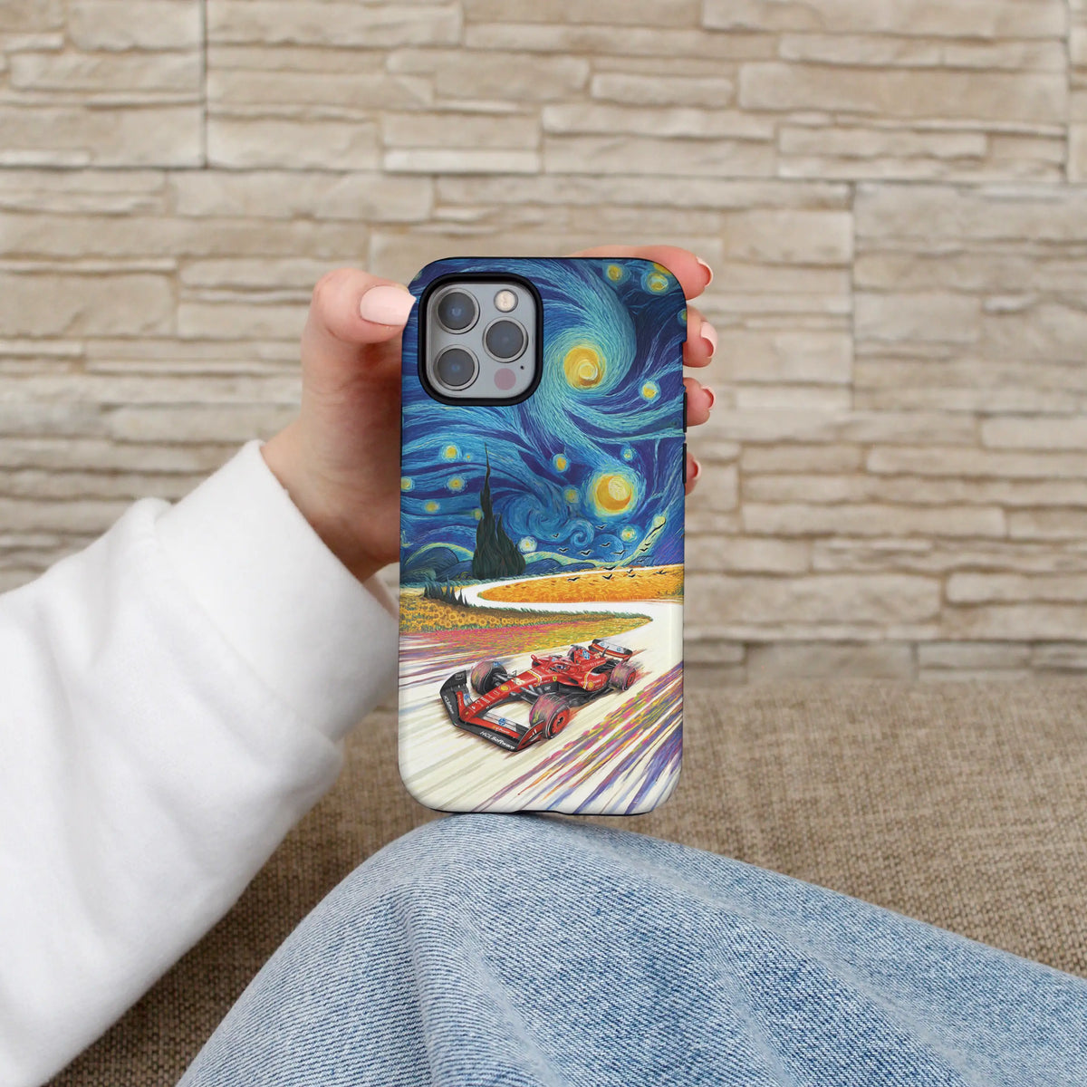 Crimson Speed iPhone case — bold red velocity artwork on a MagSafe shell