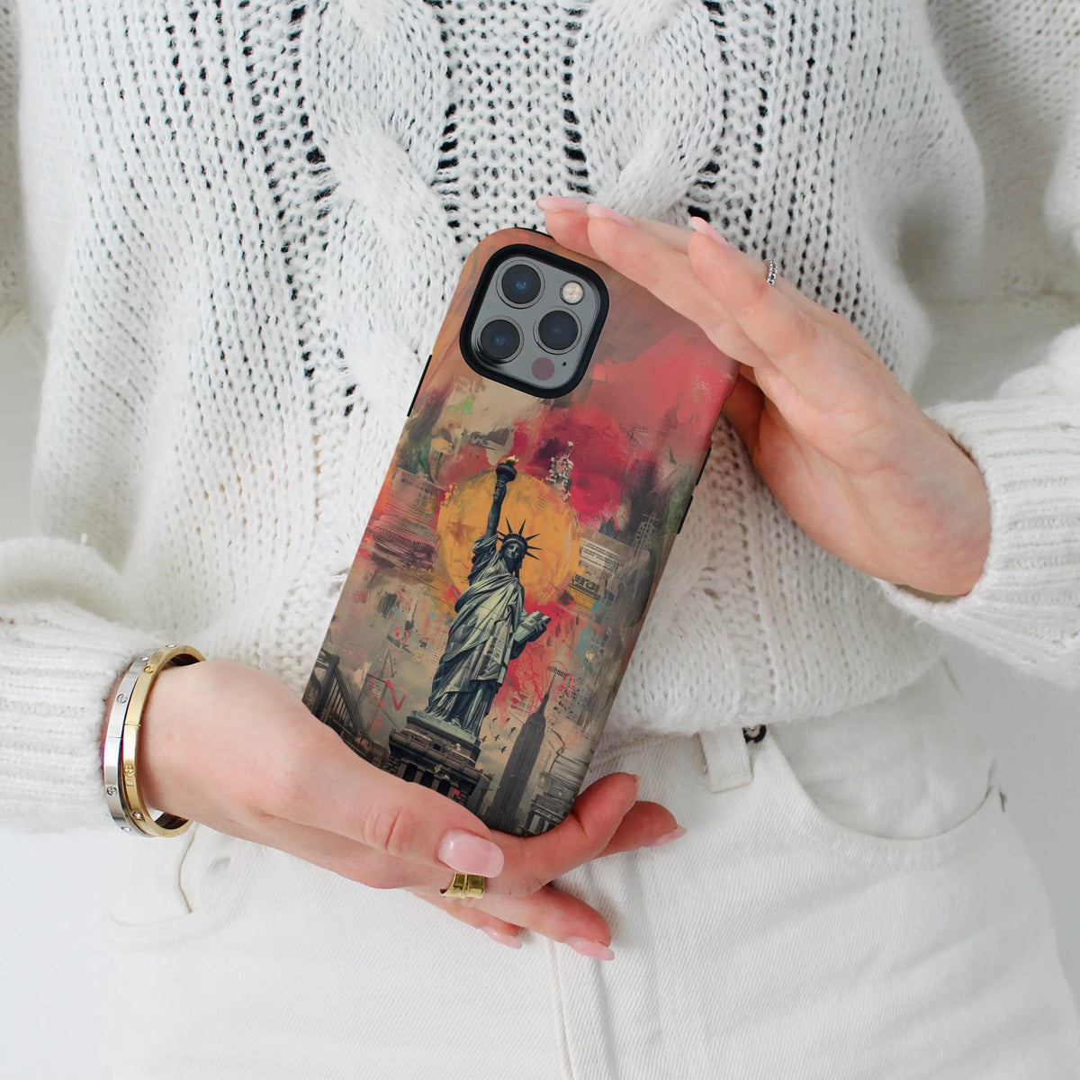 Liberty Burn iPhone case — striking statement artwork on a MagSafe shell