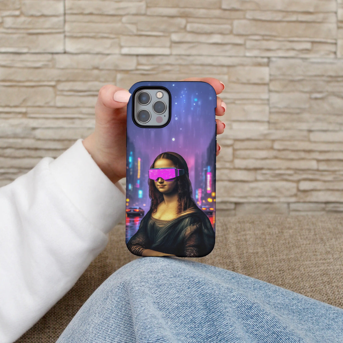 Neo Mona Lisa iPhone case — reimagined portrait art on a MagSafe shell